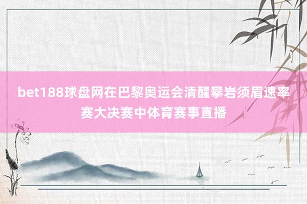 bet188球盘网在巴黎奥运会清醒攀岩须眉速率赛大决赛中体育赛事直播