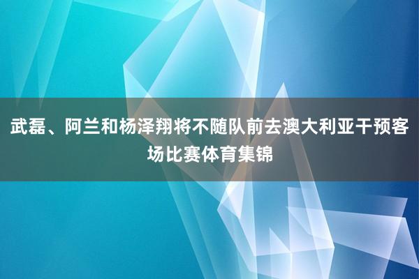 武磊、阿兰和杨泽翔将不随队前去澳大利亚干预客场比赛体育集锦